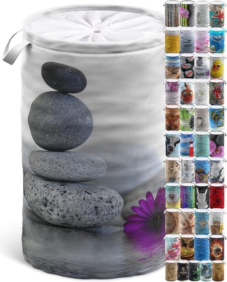 Wasmand Met Deksel Kledingmand Opvouwbaar Kleding Opbergen Waterafstotend Oppervlak 60 Liter Capaciteit Energy Stones