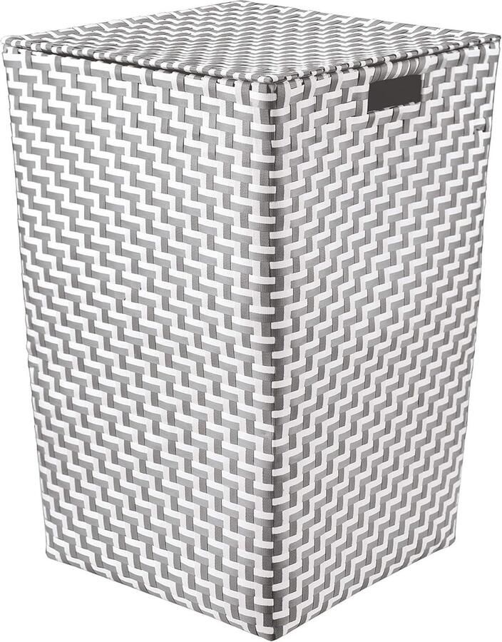 Wasmand met Deksel Linnenmand Opbergbox Kleding Opbergen Tweekleurig Design 35x55 cm Platinum