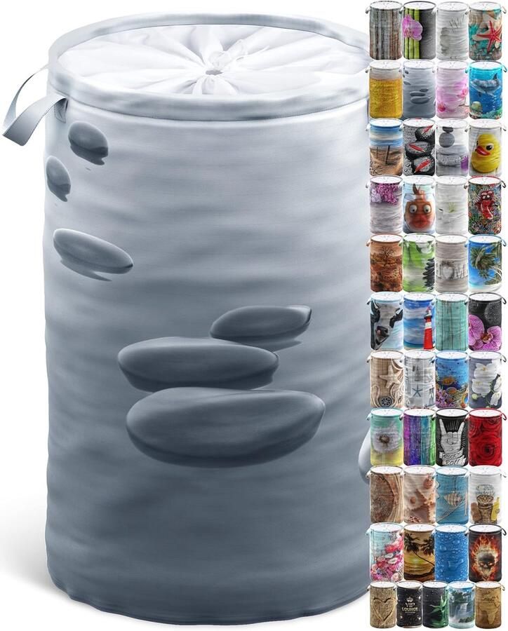 Wasmand met deksel Wasopberger Kleding opbergen Opvouwbaar en praktisch 60 liter Zwart