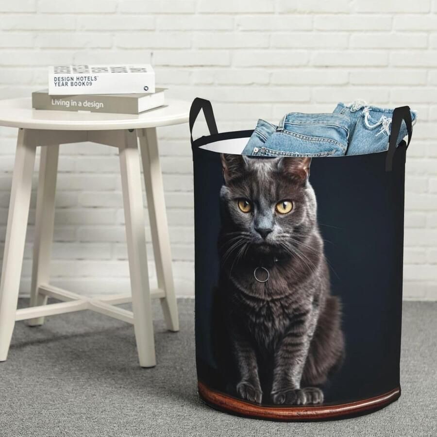 Wasmand met handgrepen Opbergmand Vuile kleding Kamer organiseren Opvouwbaar ontwerp 498 x 399 cm Zwart