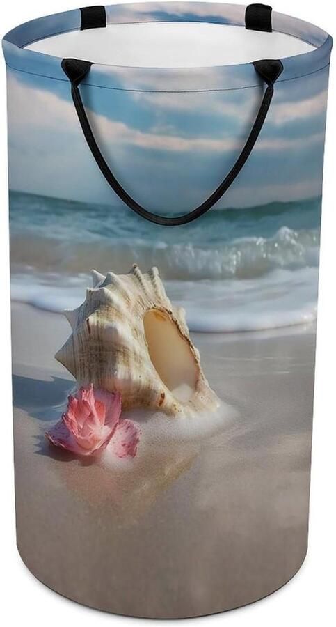 Wasmand met handgrepen Opvouwbare opberger Kleding sorteren Waterdichte binnenlaag 40x69 cm Zeeschelp design