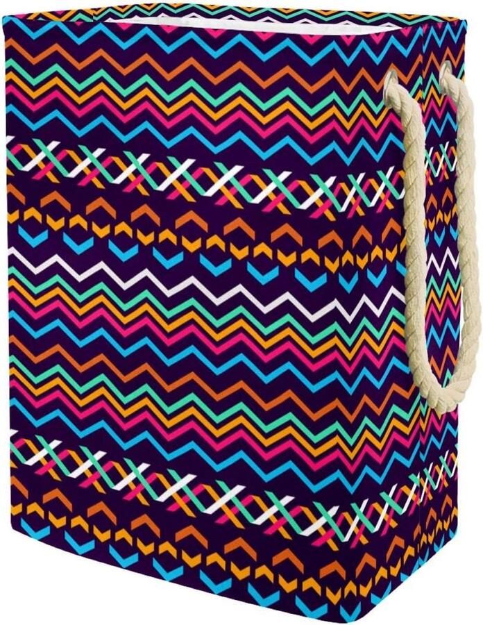 Wasmand met Handvat Wasbak Mand Wasgoed Opbergen Waterdicht Oxford Doek 49x30x40.5 cm Meerkleurig