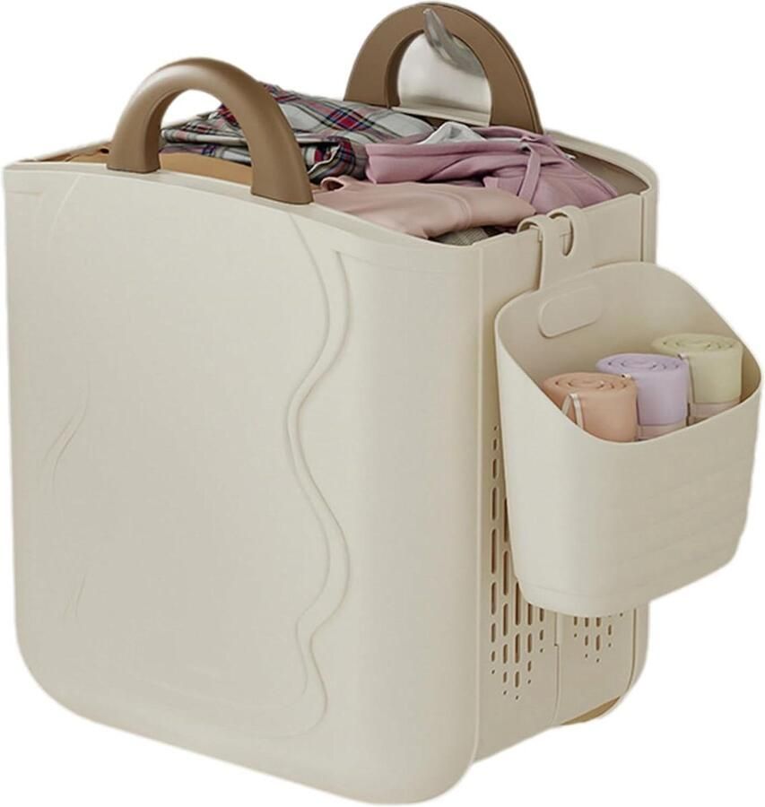 Wasmand met Handvat Wasverzamelaar Opvouwbaar Kleding Opbergen Ademend Mesh Design 48 x 40 x 39 cm