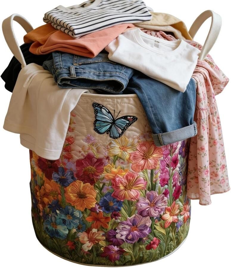 Wasmand Met Handvatten Gewatteerde Korf Was Sorteren Bohemien Patroon 45x35x35cm Multicolor