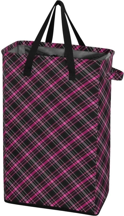Wasmand Met Handvatten Vuile Kleding Mand Opbergen Kleding Waterdichte Stof 48L Capaciteit Zwart Roze