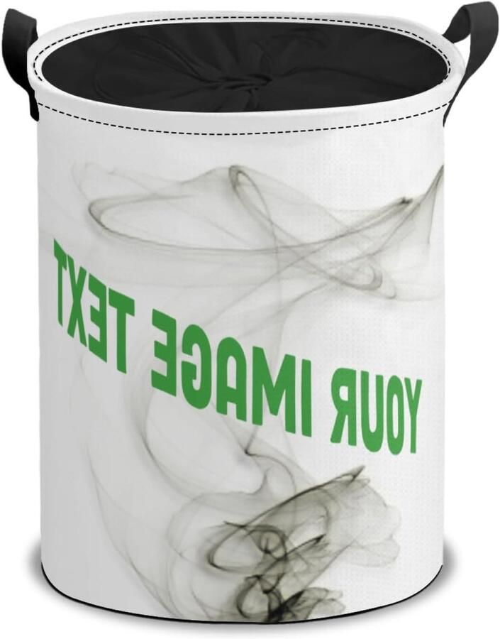 Wasmand met Opdruk Vuile Kleding Mand Kleding Opbergen Opvouwbaar en Waterdicht 34 cm diameter Wit