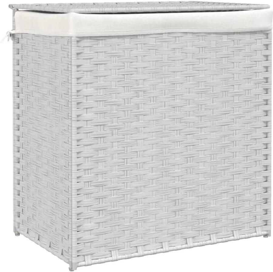 Wasmand met vakken Kleding sorteren Kleding opbergen Afneembare binnenvoering 53x35x57 cm Wit