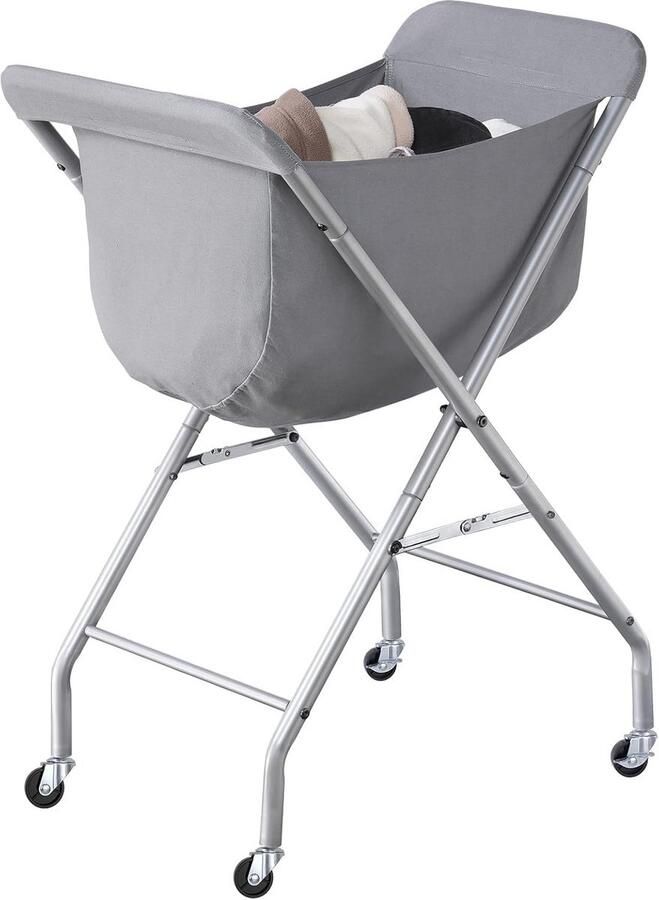 Wasmand met wielen en uitneembare zak Grijze wasmand klein