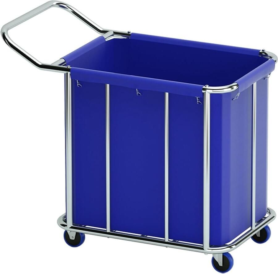 Wasmand Met Wielen Kledingkar Grote Was Verplaatsen Roestvrij Staal 400 Liter Blauw