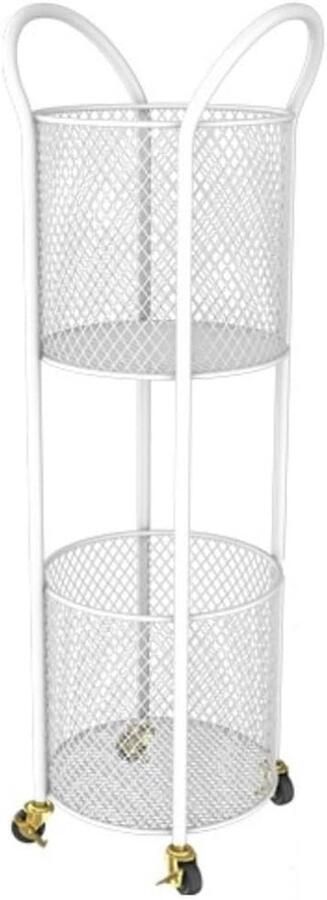 Wasmand met Wielen Kledingmand Opberger Kleding Sorteren Dubbele Laag 28x92cm Wit