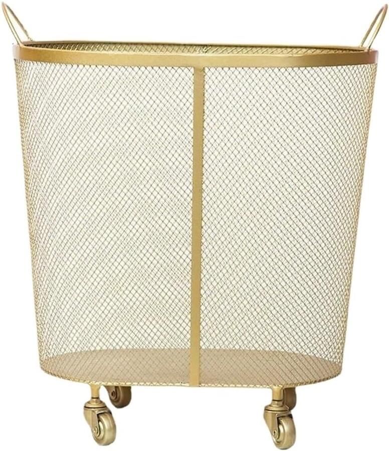 Wasmand Met Wielen Kledingmand Opberger Kleding Sorteren Flexibele Vorm 50x30x55 cm Goud