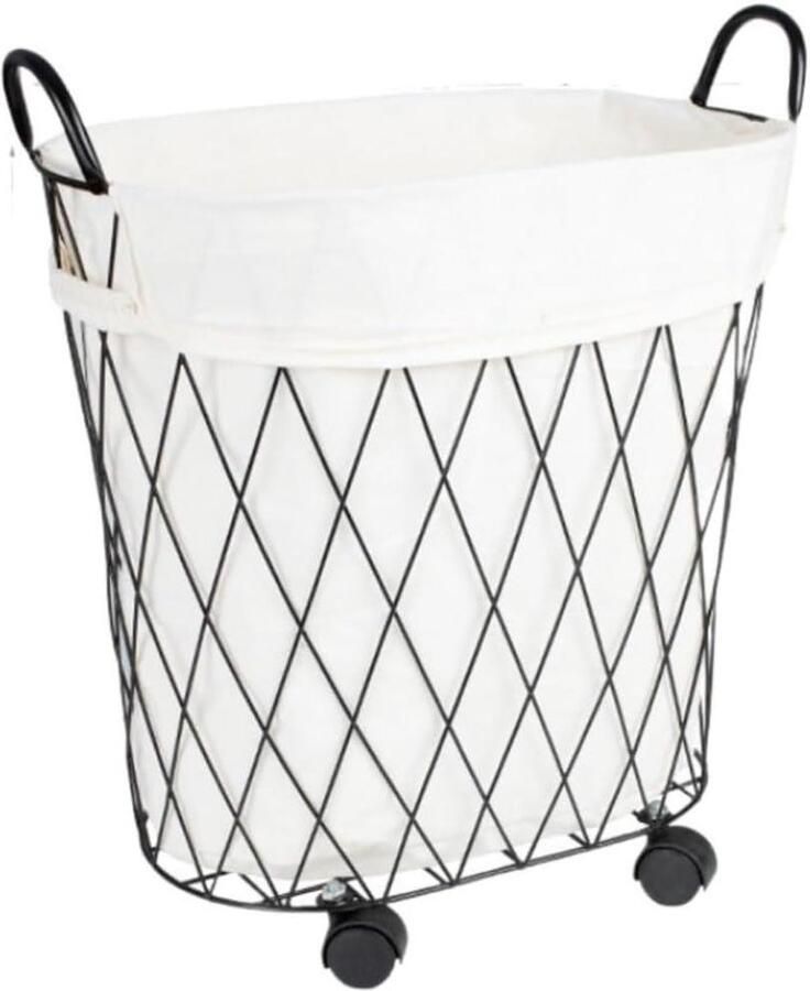 Wasmand Met Wielen Kledingmand Opbergmand Kleding Sorteren Afneembare Voering 455 x 47cm Zwart