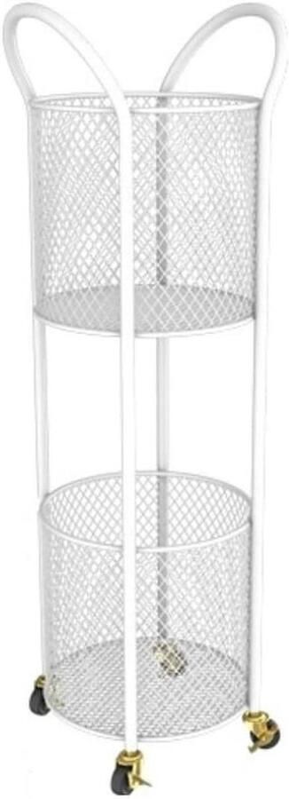 Wasmand met Wielen Kledingmand Opbergmand Was Sorteren Dubbele Laag Opslag 28x92cm Wit