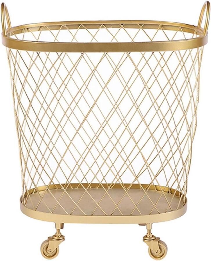 Wasmand Met Wielen Opbergmand Vuile Kleding Sorteren Hol Ontwerp 55 x 45 x 38.5 cm Goud