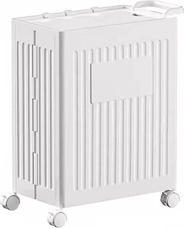 Wasmand met Wielen Kledingmand Rolbaar Kleding Sorteren Smalle Ontwerp 39x25x53 cm Wit