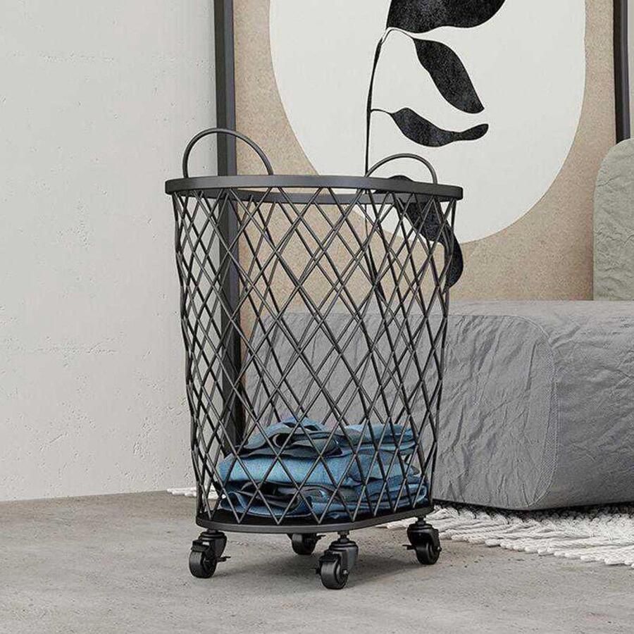 Wasmand met Wielen Kledingmand Sorteerder Vuile Kleding Opbergen Verbeterde Luchtstroom 55 x 45 x 38.5 cm