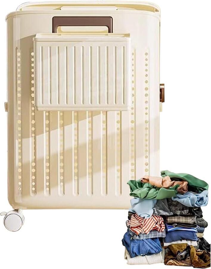 Wasmand met wielen Opvouwbare opberger Ruimtebesparend sorteren Compact en verplaatsbaar 36.5L x 9.5B x 43H cm