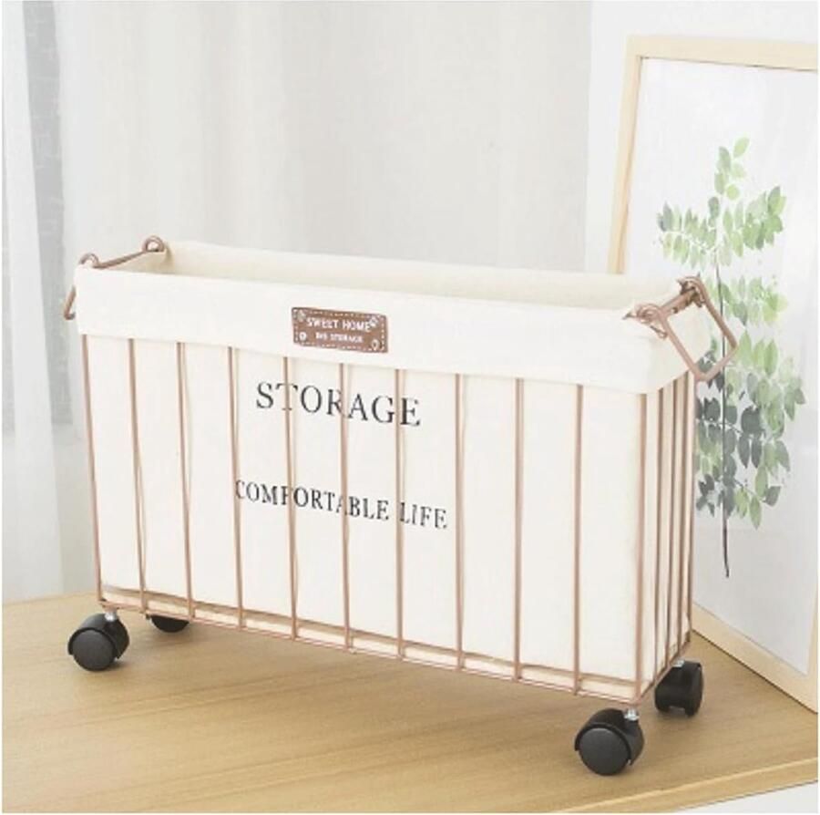Wasmand met wielen Vuile was organizer Was sorteren Smal en ruimtebesparend 50 x 13 cm Zwart