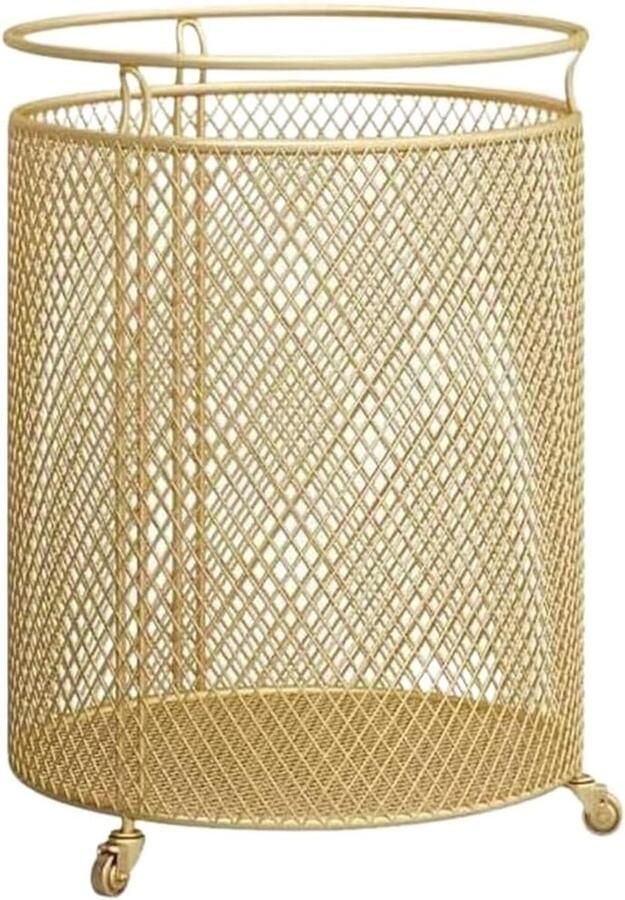 Wasmand Met Wielen Wasbox Vuile Klerenmand Kleding Sorteren Flexibele Vorm 36x52 cm Goud