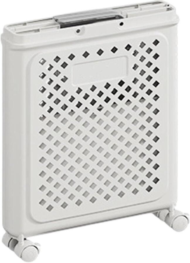 Wasmand met wieltjes Opvouwbare mand Wasgoed opbergen Ademend ontwerp 47 x 36 x 19 cm Wit