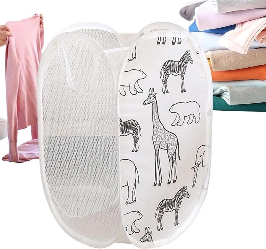 Wasmand Netstof Vuile Wasmand Ruimte Organiseren Opvouwbaar Ontwerp 30 x 30 x 48 cm Wit