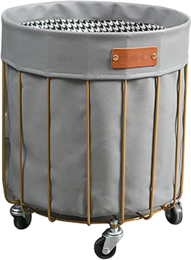 Wasmand op wielen Kledingmand opbergmand Ruimte organiseren Grote capaciteit 39x44cm Grijs