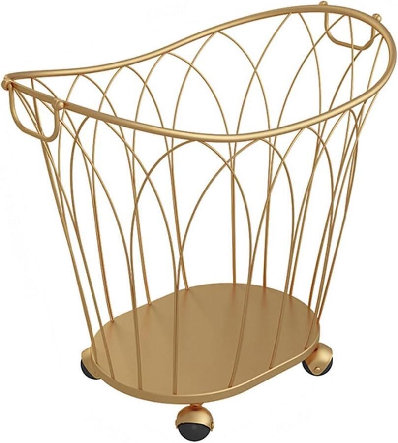 Wasmand op wielen Kledingmand organizer Kleding sorteren Open mesh ontwerp 56x35x51cm Goud