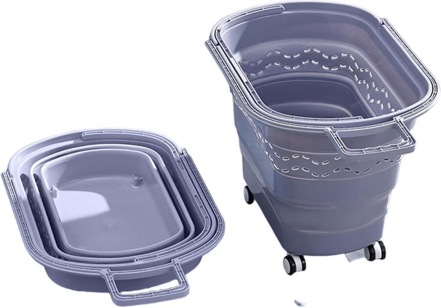Wasmand op wielen Opvouwbare mand Kleding sorteren Ruime capaciteit 52x38x41 cm Grijs