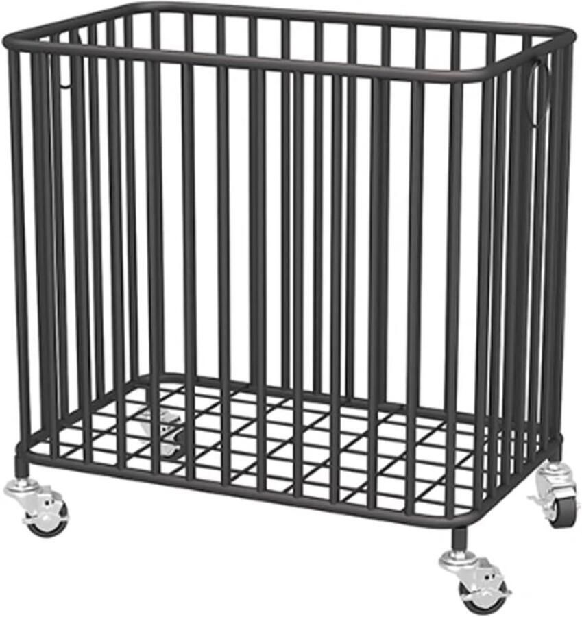 Wasmand op wieltjes Kledingmand organizer Huishoudelijk organiseren Stille draaiwielen 57x30x50cm Zwart