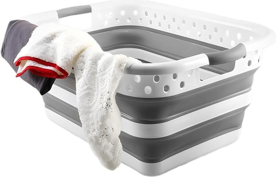 Wasmand Opbergdoos Wasgoed Sorteren Opvouwbaar Ontwerp 53.5 x 8 x 23.5 cm Wit