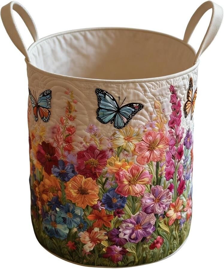 Wasmand Opbergen Kledingmand Opberger Vuile Was Boheems Gequilte Design 45x35x35 cm Bloemenmotief