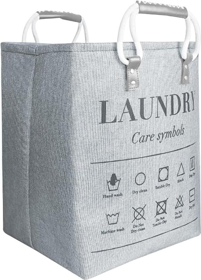 Wasmand Opbergmand Kledingmand Opbergen van wasgoed Opvouwbaar met handvatten 48 liter Grijs