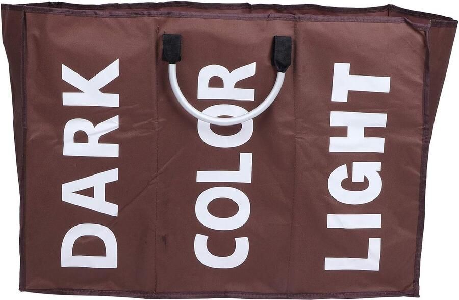 Wasmand Opvouwbaar Kleding Opberger Kleding Sorteren Drie Compartimenten 67x30x49 cm Koffie