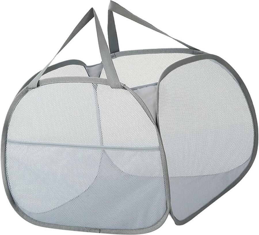 Wasmand Opvouwbaar Kledingmand Laundrymand Kleding Opbergen Ademend Gaasontwerp 90 Liter Grijs