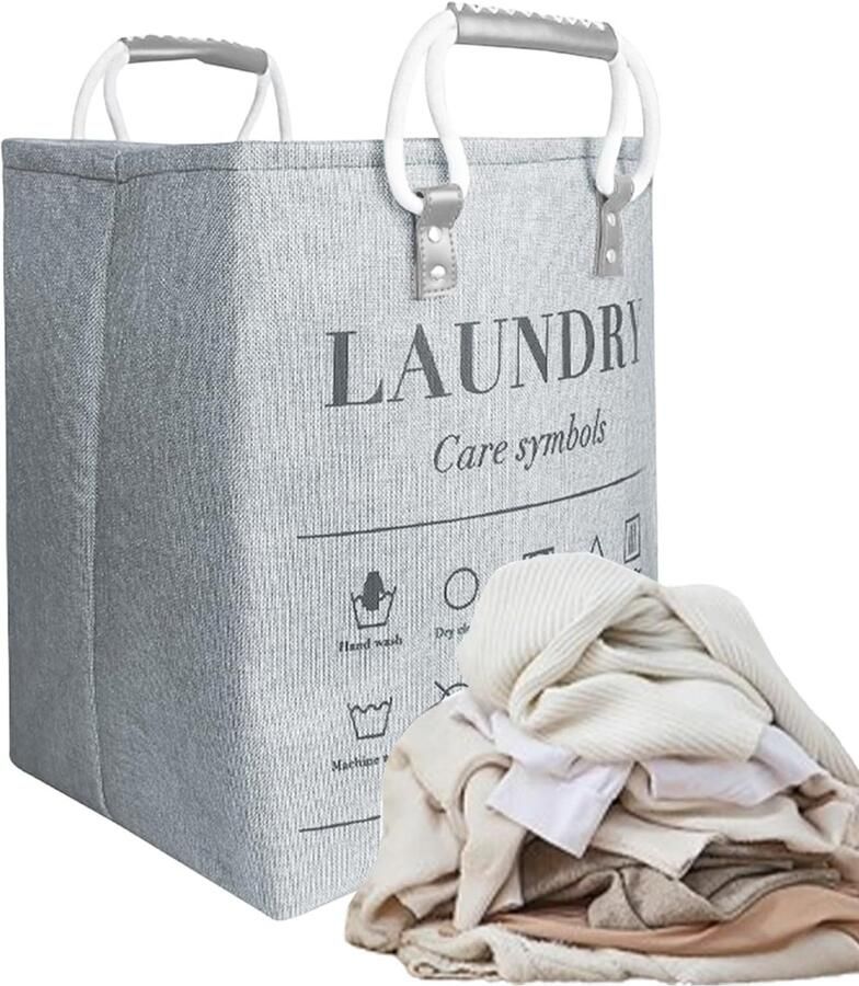 Wasmand Opvouwbaar Kledingmand Opberger Kleding Opbergen Met Steunframe 48 liter Grijs