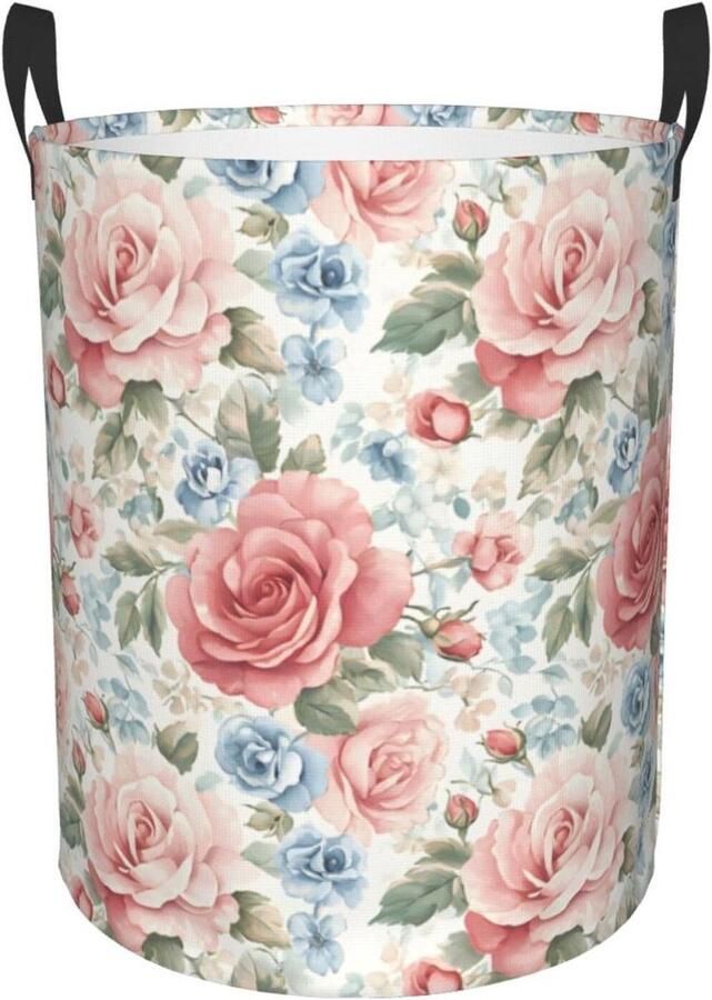 Wasmand Opvouwbaar Kledingmand Vuile Was Kleding Opbergen Met Steunframe 40 x 50 cm Rozenpatroon