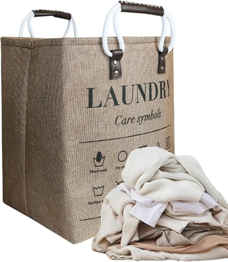 Wasmand Opvouwbaar Kledingmand Vuile Was Kleding Opbergen Ruimtebesparend Design 48 liter Koffie
