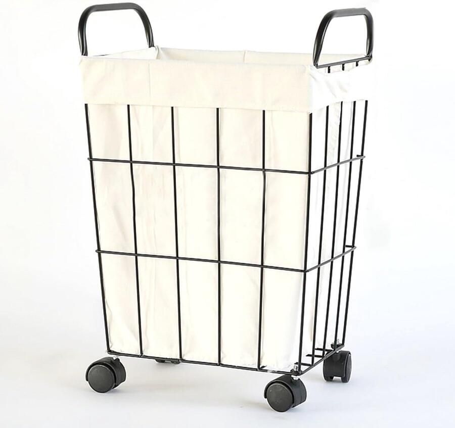 Wasmand Opvouwbaar Kledingmand Vuile Was Kleding Sorteren Met Wielen Handvatten 42 cm Zwart