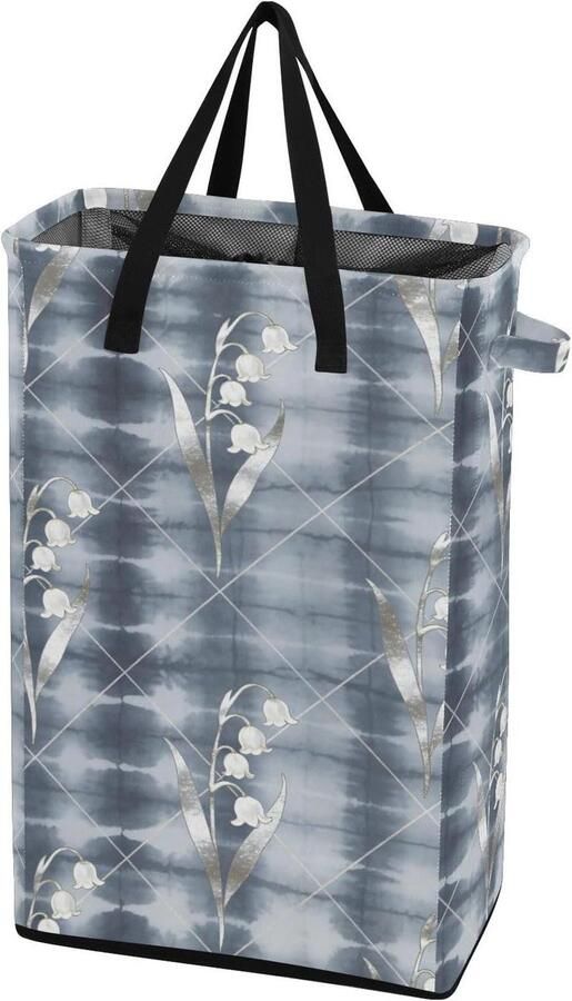 Wasmand Opvouwbaar Kledingmand Vuile Was Opbergen Kleding Waterdichte Oxford Stof 48L Capaciteit Grijs Plaid
