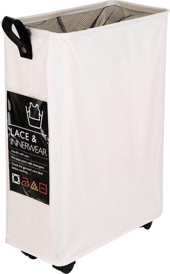 Wasmand Opvouwbaar Kledingmand Wielen Was Sorteren Met Trekkoord Gaas 39x19x58 cm Grijs