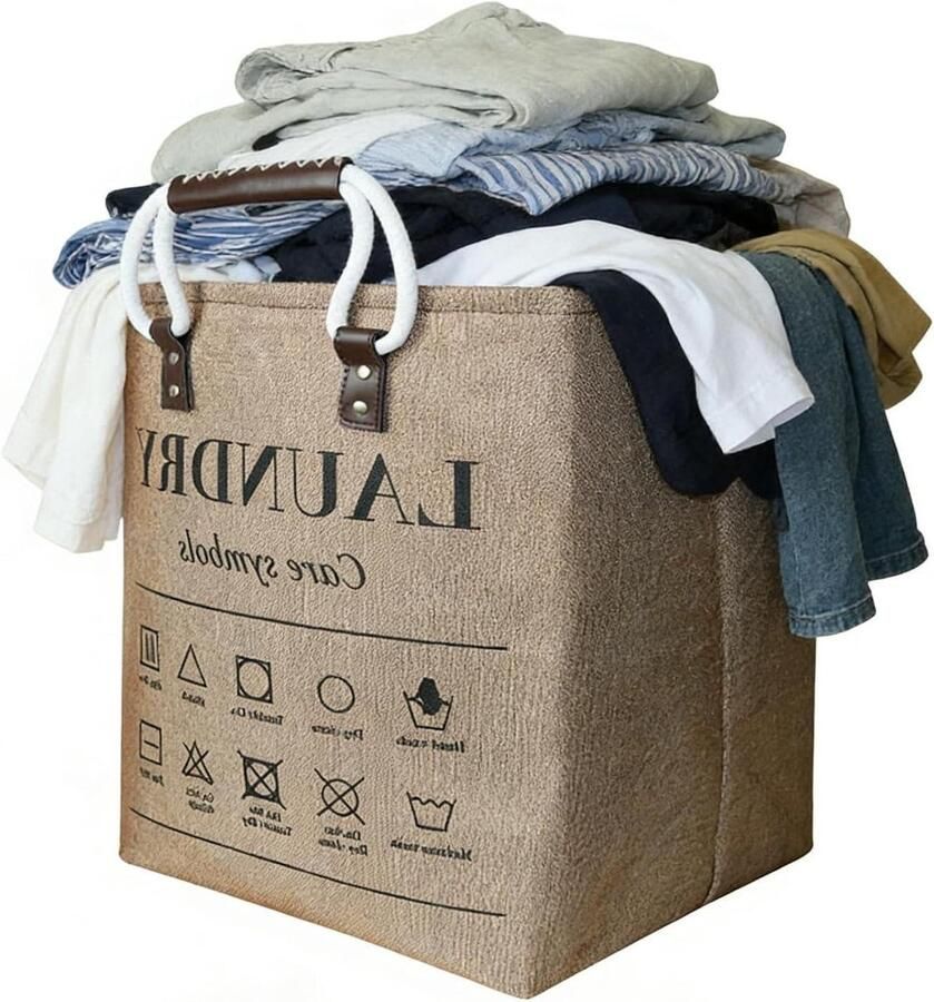 Wasmand Opvouwbaar Vuile Was Mand Kleding Opbergen Kantelbeveiliging Stabiel 48L 474cm Coffee