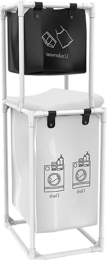 Wasmand Opvouwbaar Waszak Groot Was Sorteren Verbeterde Duurzaamheid 56 x 39 x 95 cm Grijs