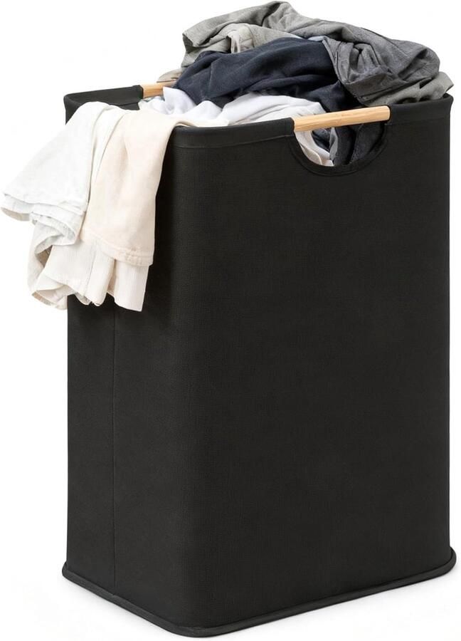 Wasmand Opbergmand Vuile Kledingmand Waszak Kleding Opbergen Waterdichte Binnenvoering 80 Liter Zwart