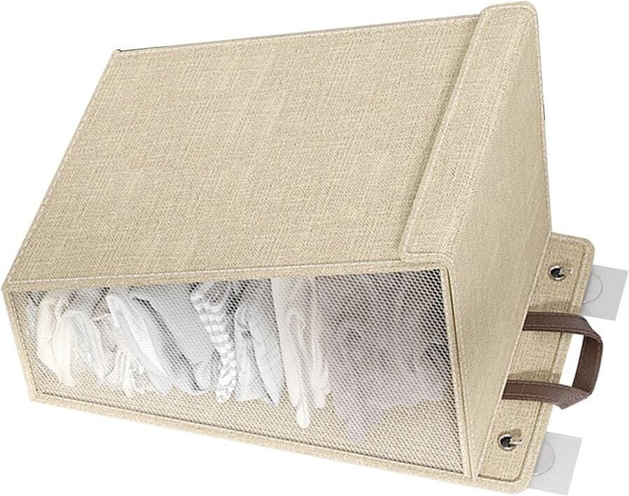 Wasmand Opvouwbare mand Ruimtebesparend opbergen Geïntegreerde haken L-maat 58cm Beige