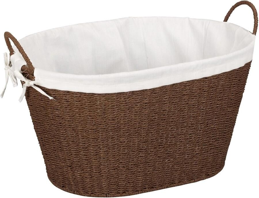 Wasmand Papieren touw mand Kleding opbergen Met verwijderbare voering 44 x 37 x 33 cm Donkerbruin