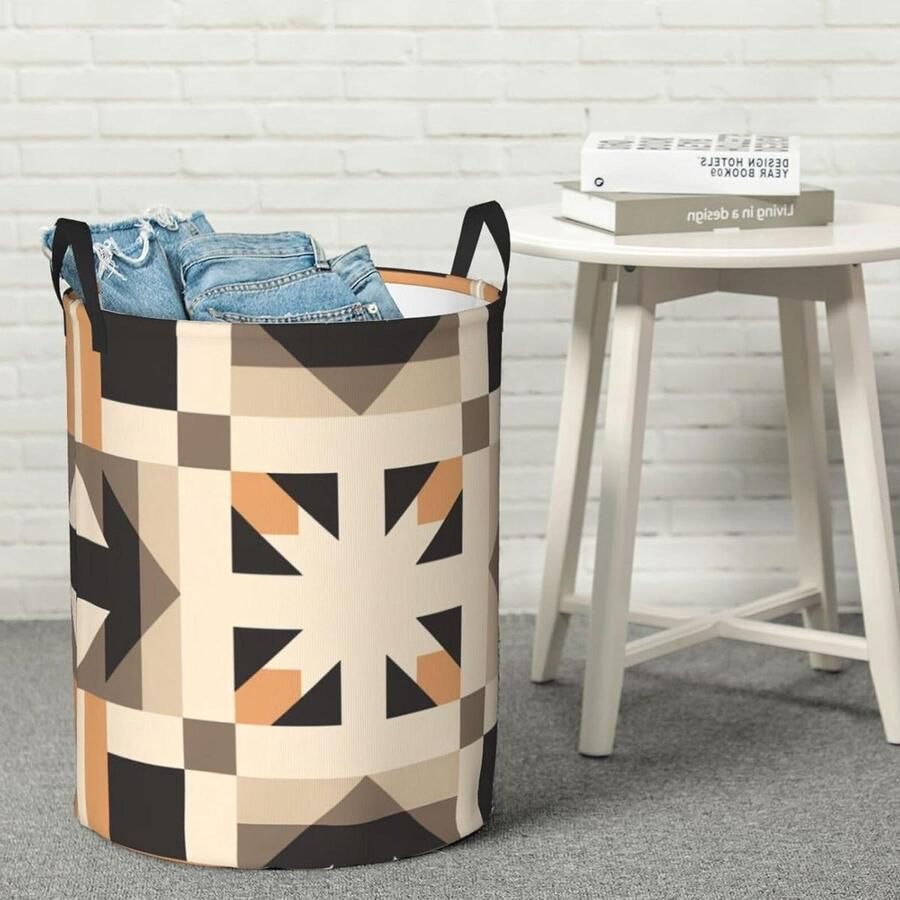 Wasmand Rond Kledingmand Opvouwbaar Kleding Opbergen Waterdichte Oxford Stof 498 cm x 399 cm Beige