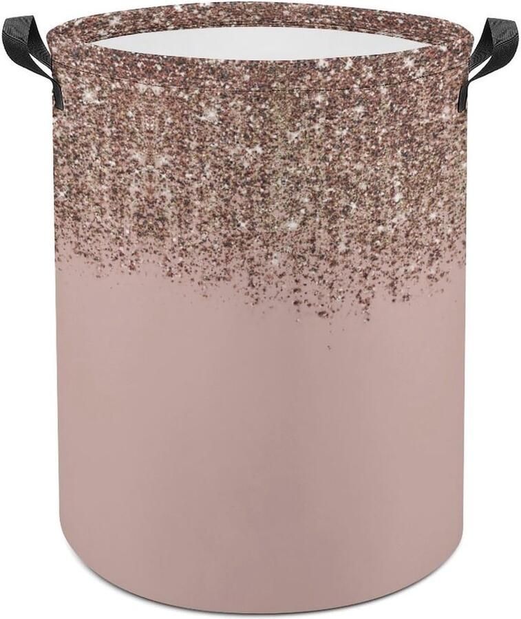 Wasmand Rond Vuilnisbak Kleding Opbergen Kleding Waterdichte Coating 44x35cm Roze Glitter