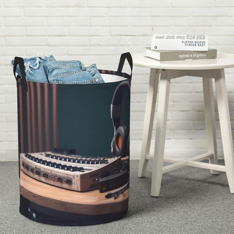 Wasmand Ronde Mand Opbergmand Kledingmand Vuile Kleding Opbergen Waterdicht Oxford Doek 90 Liter Capaciteit Zwart