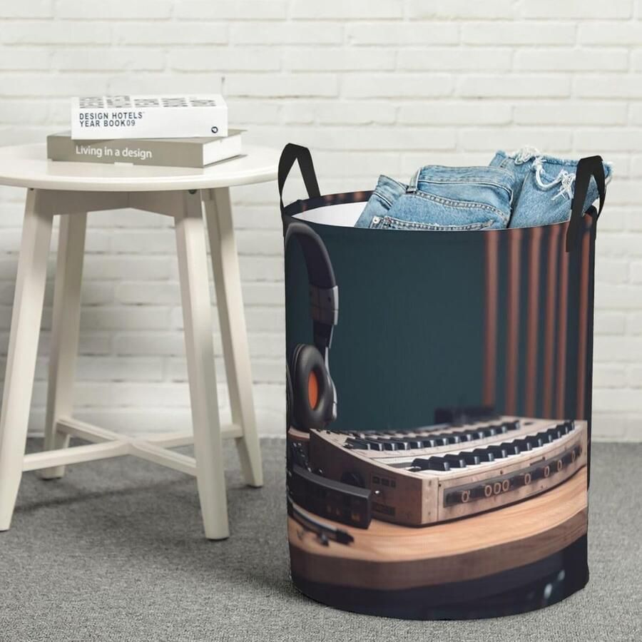 Wasmand Ronde mand Opbergmand Kledingmand Vuile Kleding Opslag Waterdicht Oxford Doek 90 Liter Capaciteit Zwart