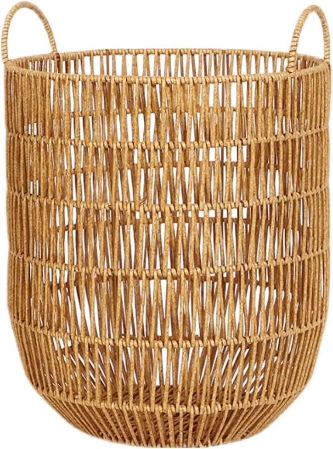 Wasmand Ronde Plastic Vuile Was Opbergmand Kamer Opruimen Handgeweven Imitatie Rotan 40x30cm Natuurlijke Kleur